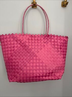 Handwoven Pink Tote Bag with Double Handles